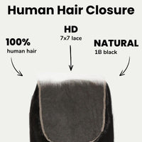 Yaki Straight 7x7 HD Lace Human Hair Closure