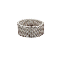 Silver Plated Mesh Ring - Fashionable Ornament Design