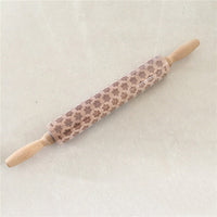 Wooden Christmas Engraved Rolling Pin for Cookies