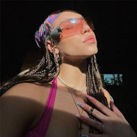 Trendy One-Piece Frameless Curved Sunglasses
