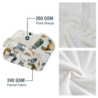 Cat Pattern Sherpa Throw Blanket for Bed (1 Piece)