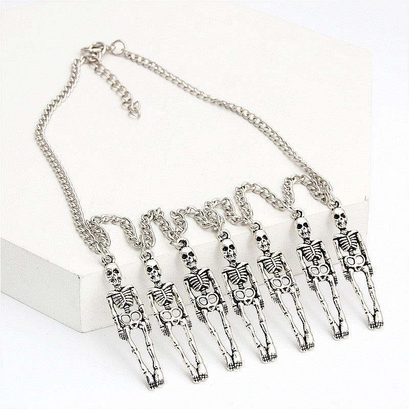Gothic Skull Skeleton Pendant Necklace - 7 Pieces