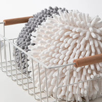 1pc White and Gray Absorbent Hanging Bathroom Towel