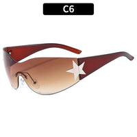 Trendy One-Piece Frameless Curved Sunglasses