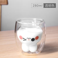 Easter Bunny Double-Layer Insulated Glass Cup