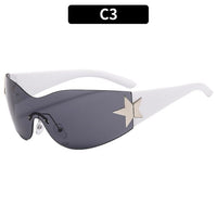 Trendy One-Piece Frameless Curved Sunglasses
