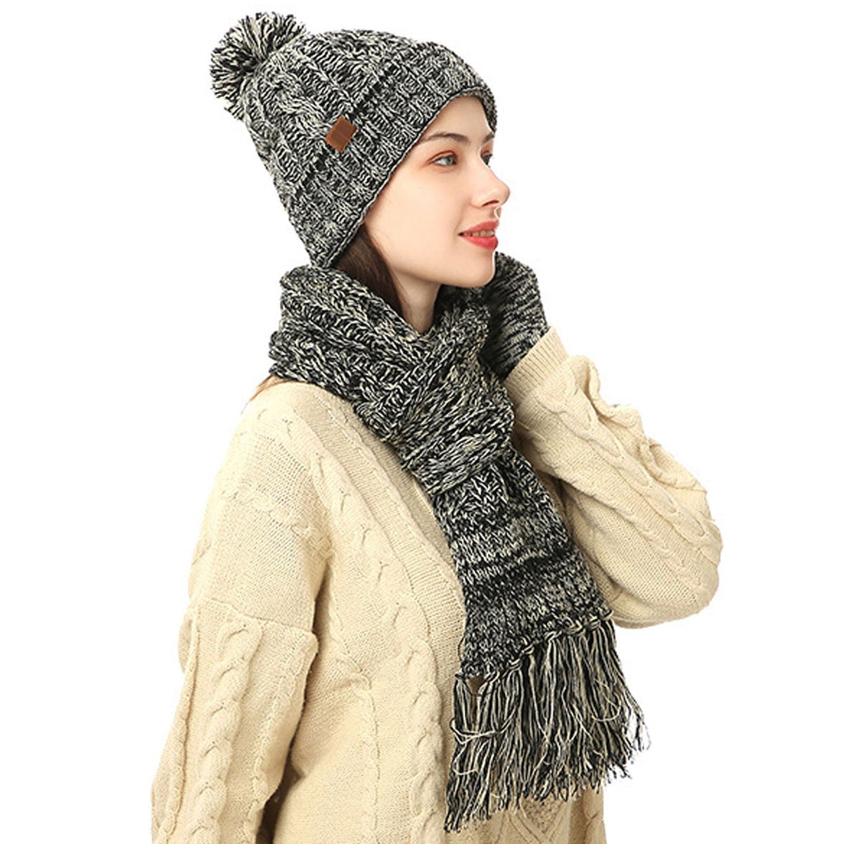 Chunky Knit Scarf & Beanie Winter Set