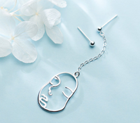 S925 Silver Earrings, Minimalist Hollow Design, Asymmetrical