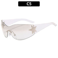 Trendy One-Piece Frameless Curved Sunglasses