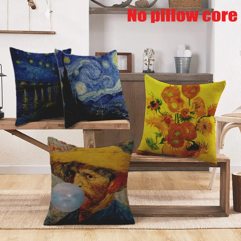 Oil Painting Throw Pillow Cover for Sofa and Car (1pc)